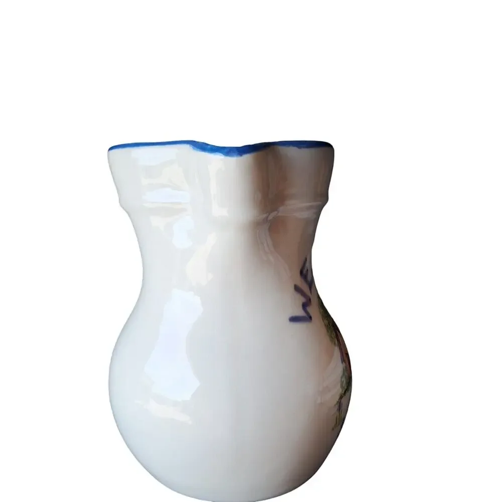Vintage Pitcher Water Jug Welcome Country Cabin Feel Utensil Holder Flower Vase